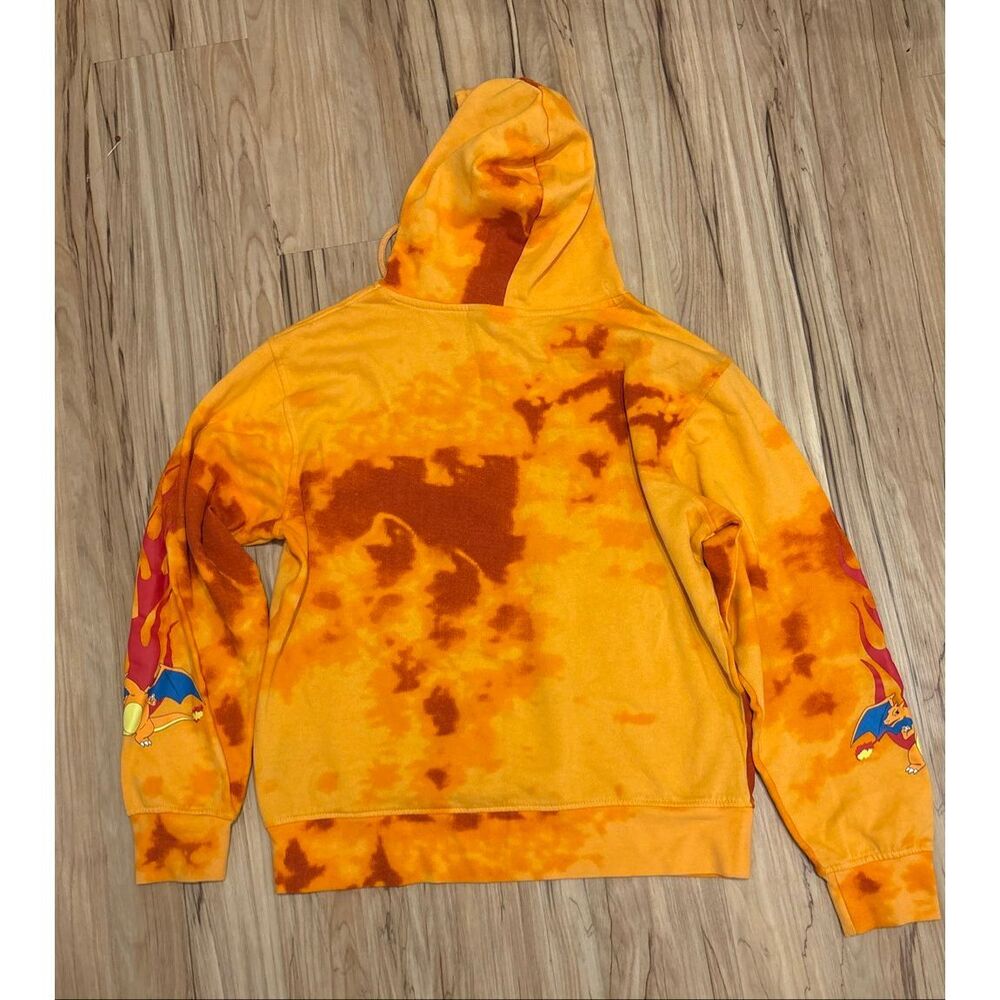 Pokemon Charizard Flame Hoodie Sweatshirt Pullover Tie Dye Size S - Picture 2 of 5